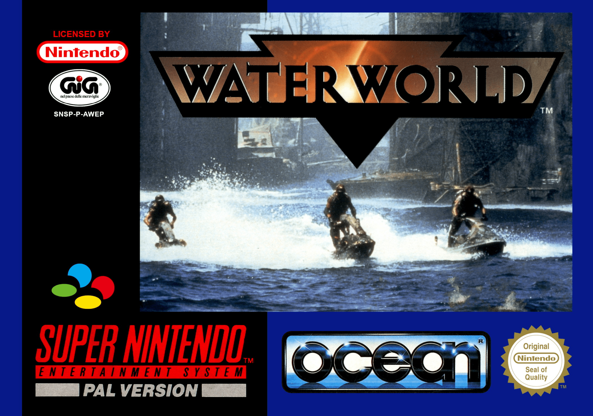 Waterworld box art for Super Nintendo